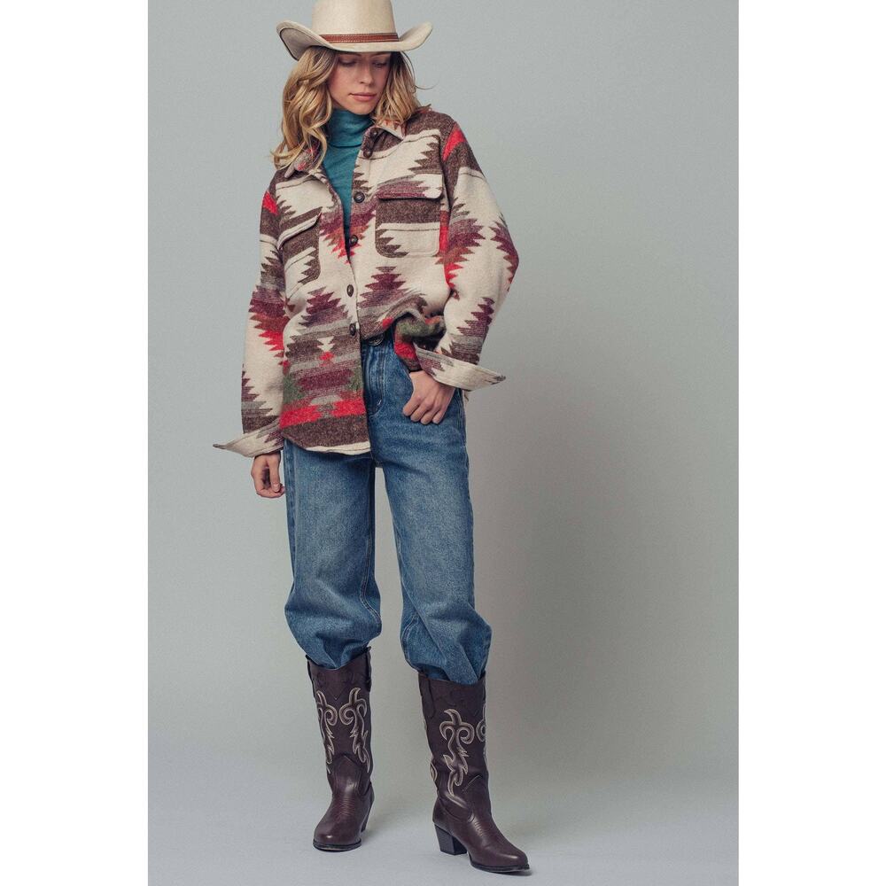 Urban Daizy Aztec Print Jacket - Western-Inspired, Relaxed Fit - Picture 7 of 8